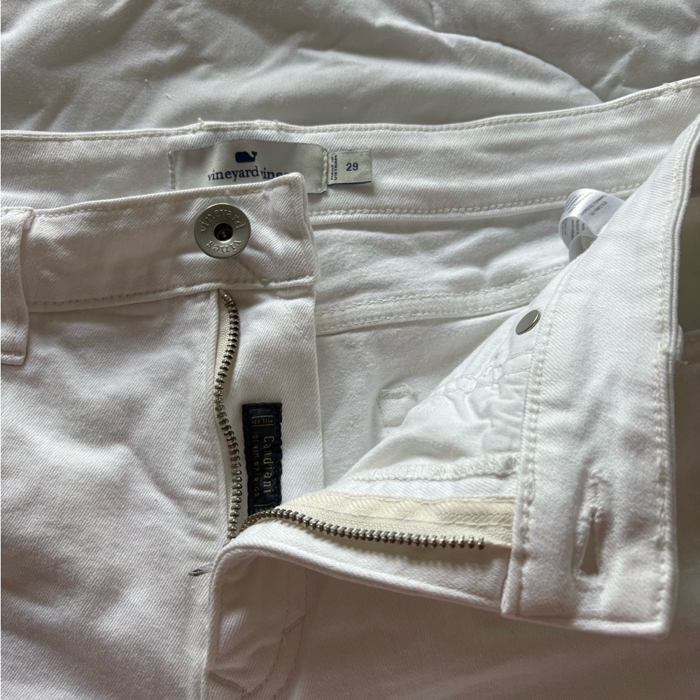 Vineyard Vines White Denim Frayed Hem Shorts - Picture 3 of 3